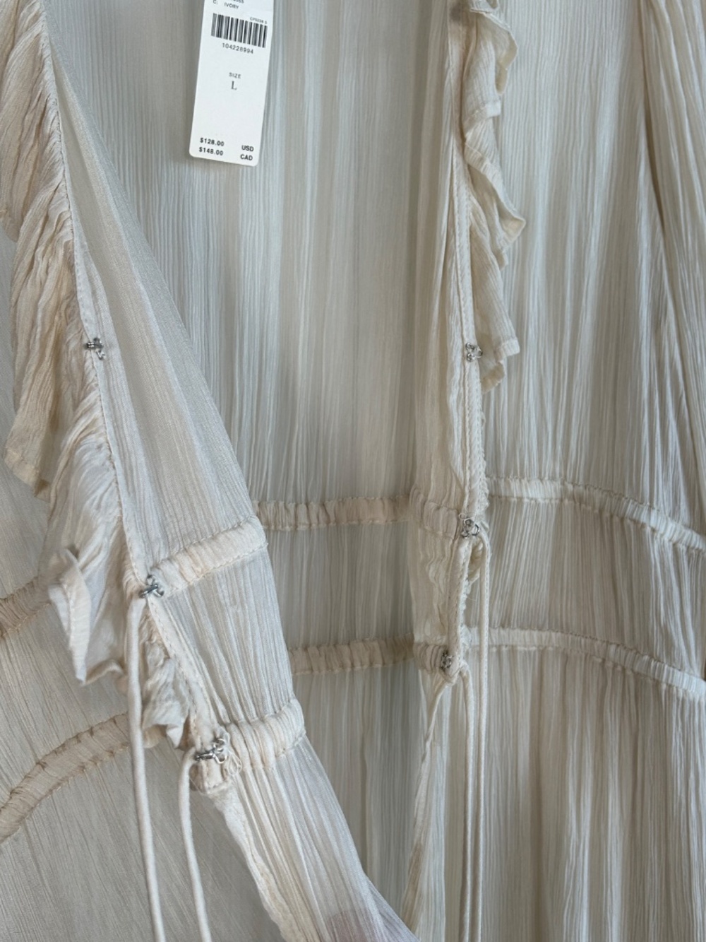 By Anthropologie size L duster kimono ruffle long sleeve boho beige western NEW - Picture 12 of 13